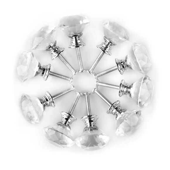 Diamond Shape 1.18" Cabinet Drawer Knob Pull Handle with Screw 10pcs Clear - Picture 1 of 6